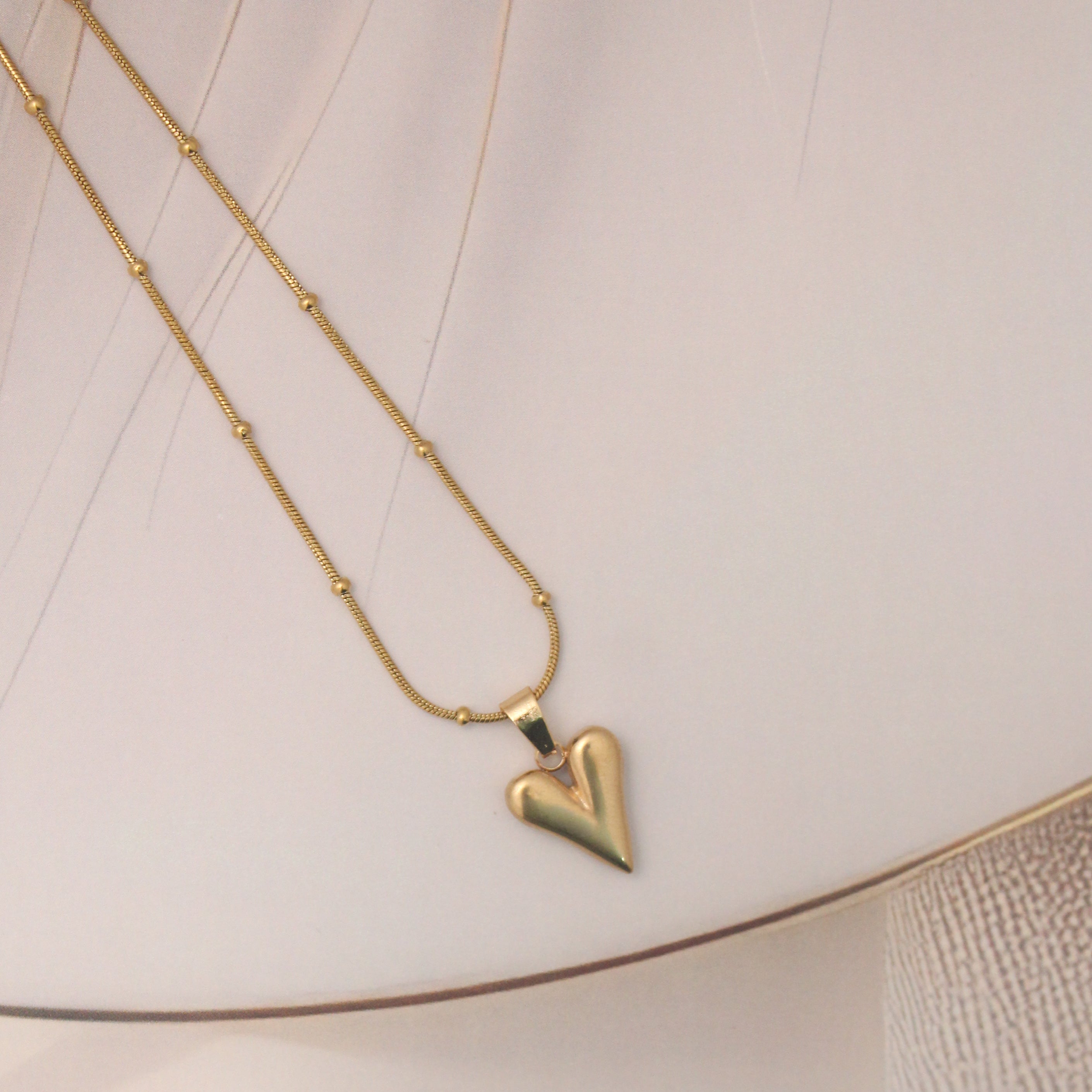 Golden Heart Pendant Anti tarnish chain