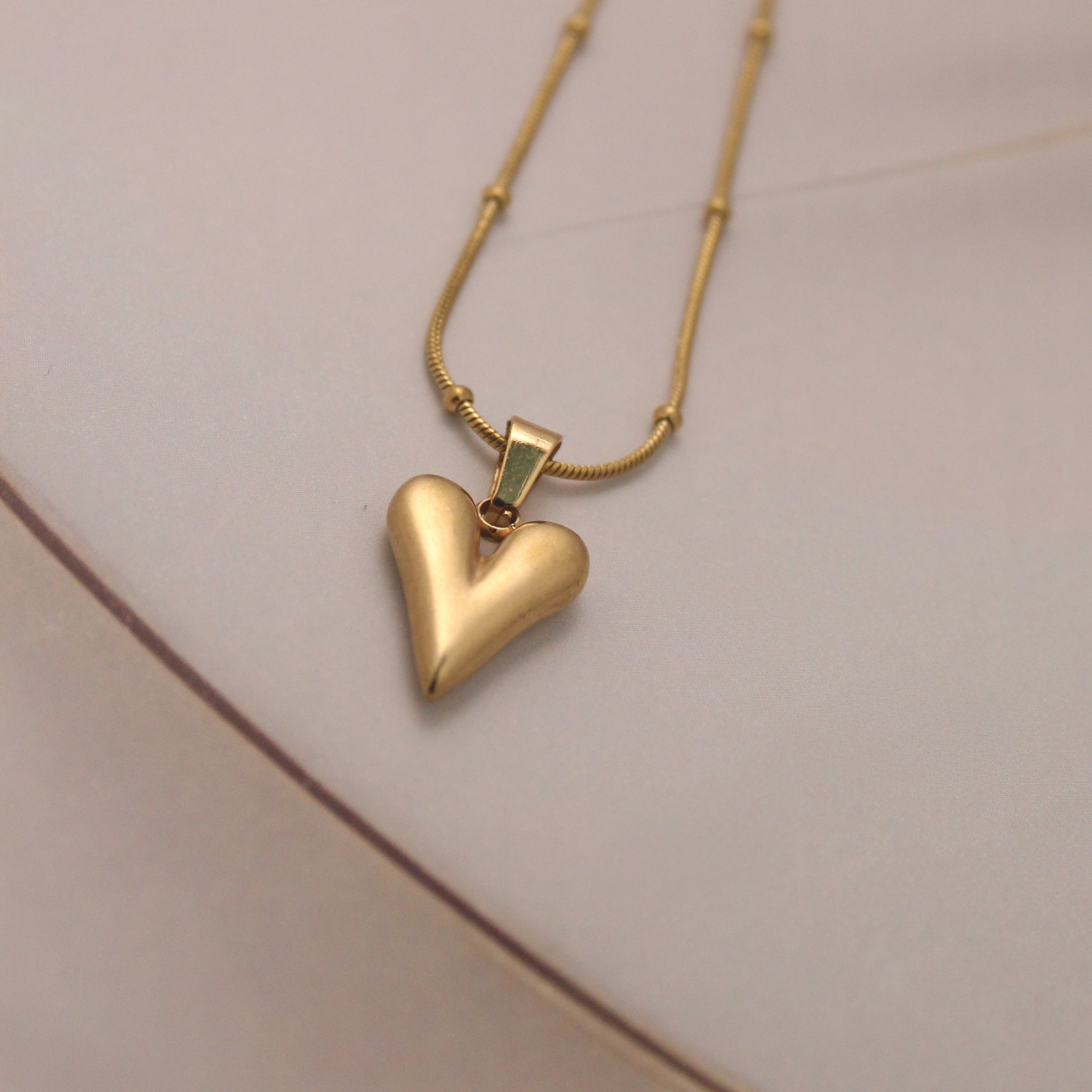 Golden Heart Pendant Anti tarnish chain