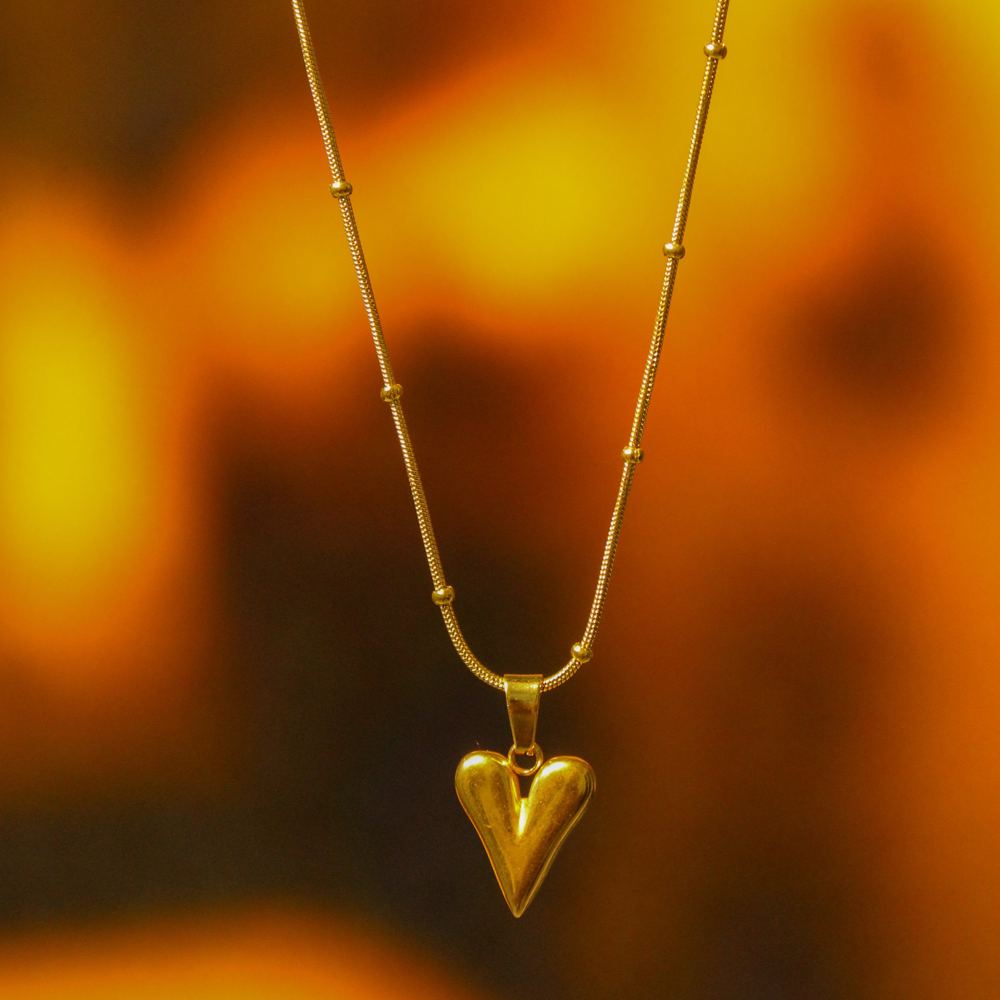 Golden Heart Pendant Anti tarnish chain