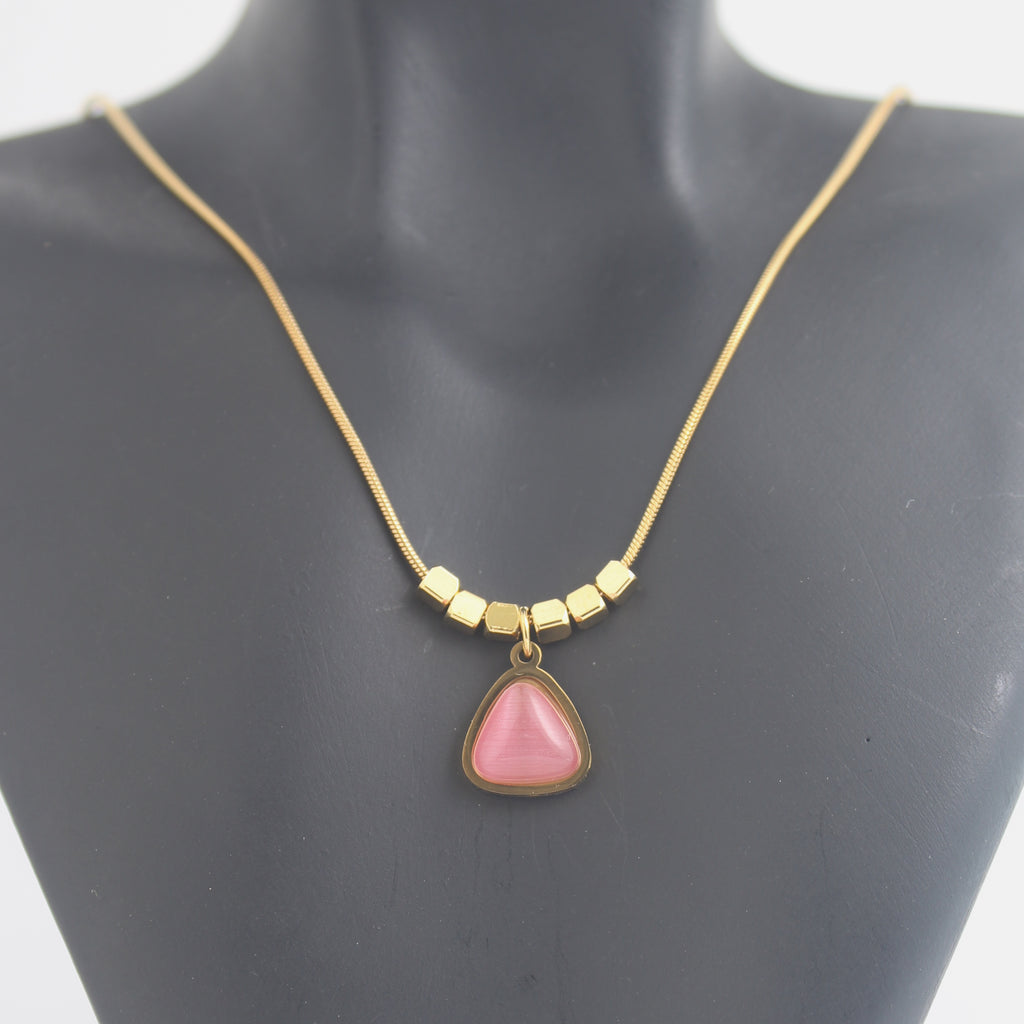 Pink triangle Stainless steel Anti-tarnish chain - House Of Tanaya