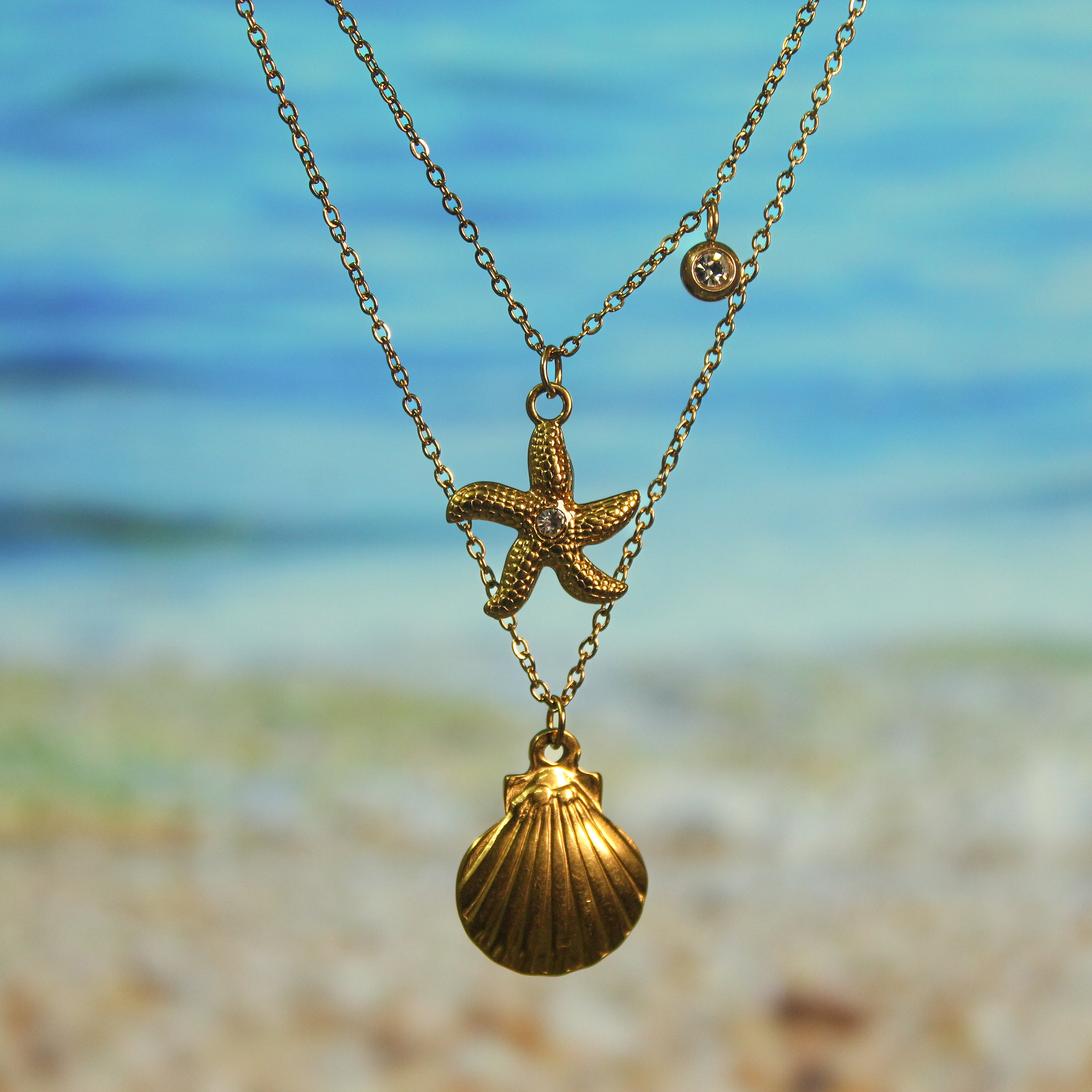 Beach themed double layer Anti-tarnish chain - House Of Tanaya