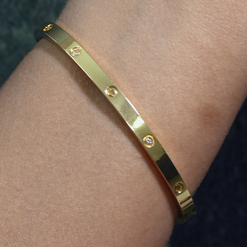 Classic White-stoned Stainless steel Anti-tarnish Kada - House Of Tanaya