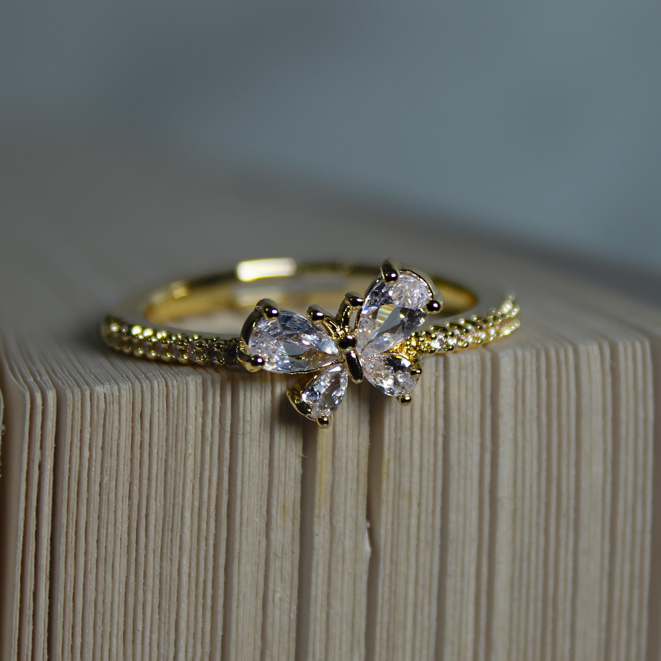 Aurora Butterfly Diamond Anti-Tarnish adjustable Ring - House Of Tanaya