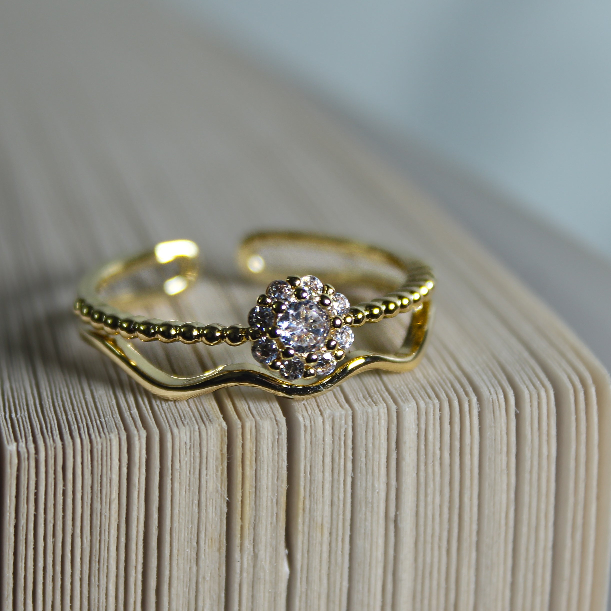 Velora Bloom Diamond Anti-tarnish adjustable Ring - House Of Tanaya