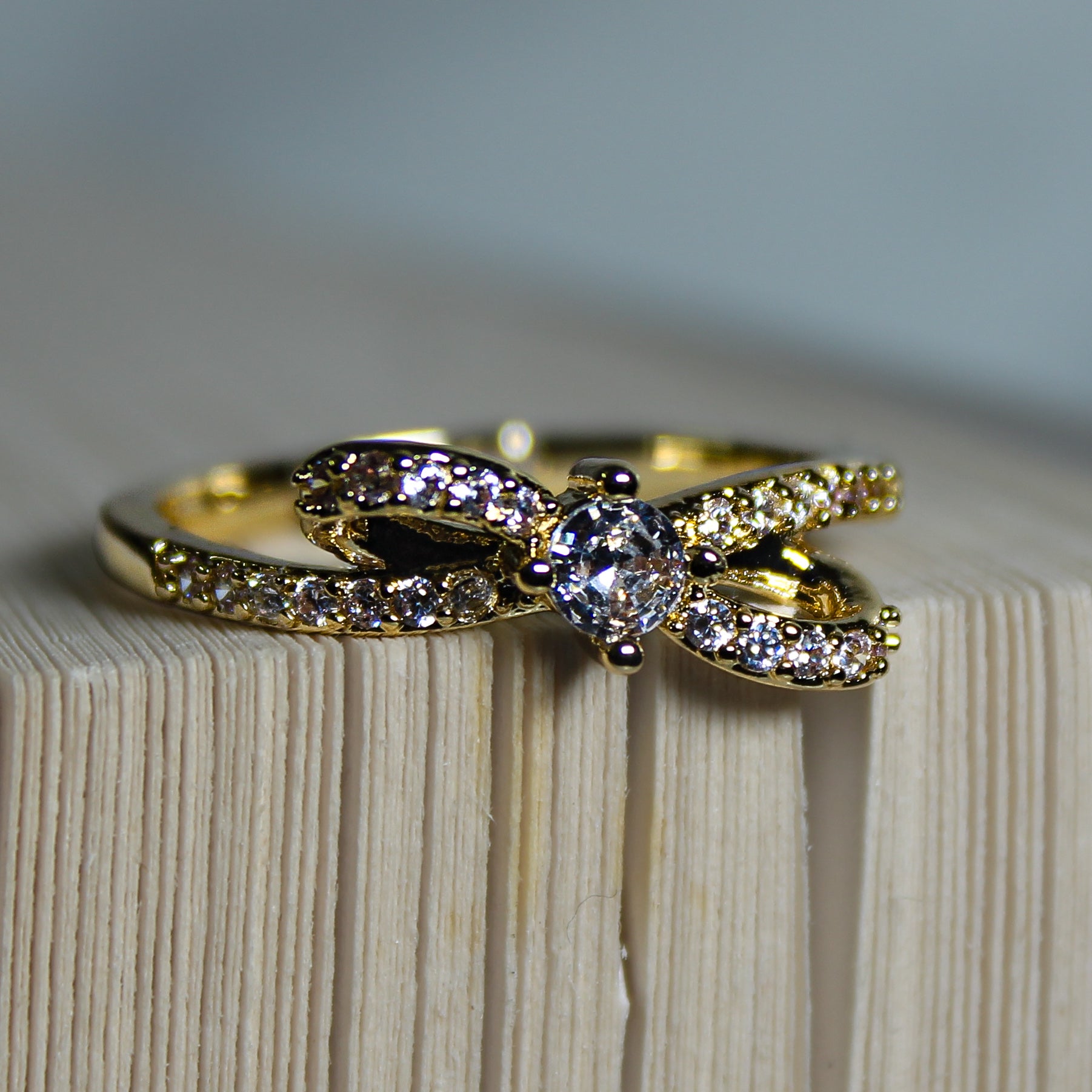 Gold Bow Diamond Anti-tarnish adjustable Ring - House Of Tanaya