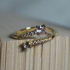 Twin Spark Diamond Anti-tarnish adjustable Ring - House Of Tanaya