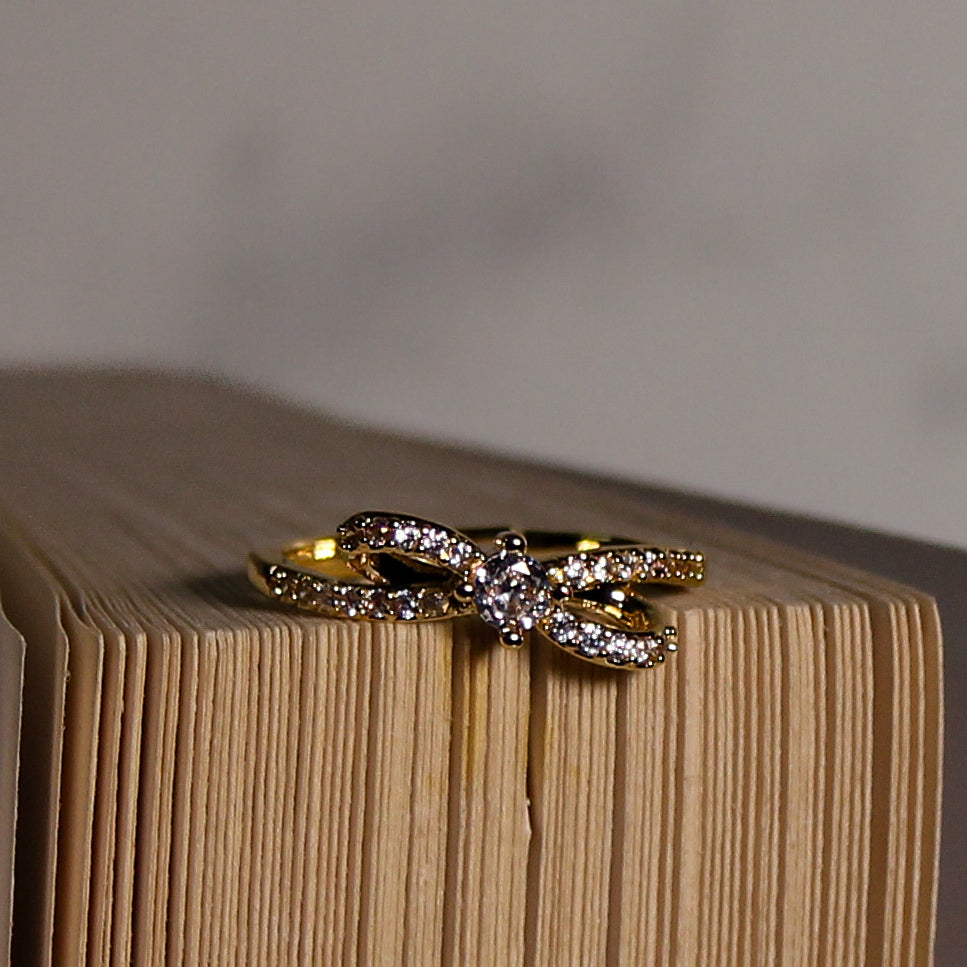 Gold Bow Diamond Anti-tarnish adjustable Ring - House Of Tanaya