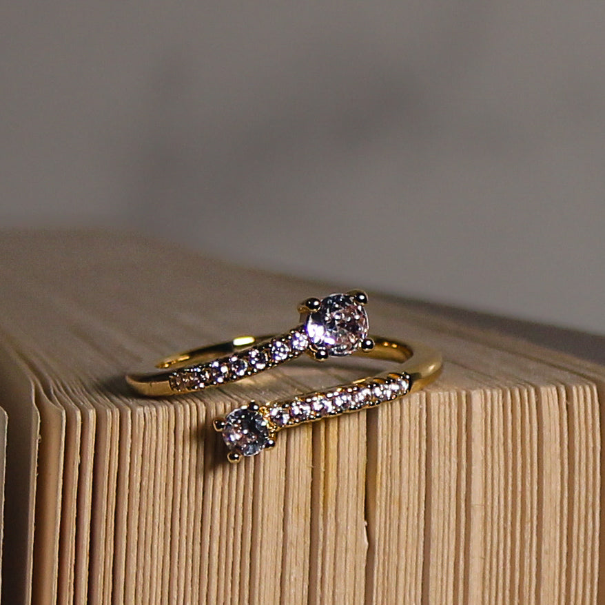 Twin Spark Diamond Anti-tarnish adjustable Ring - House Of Tanaya