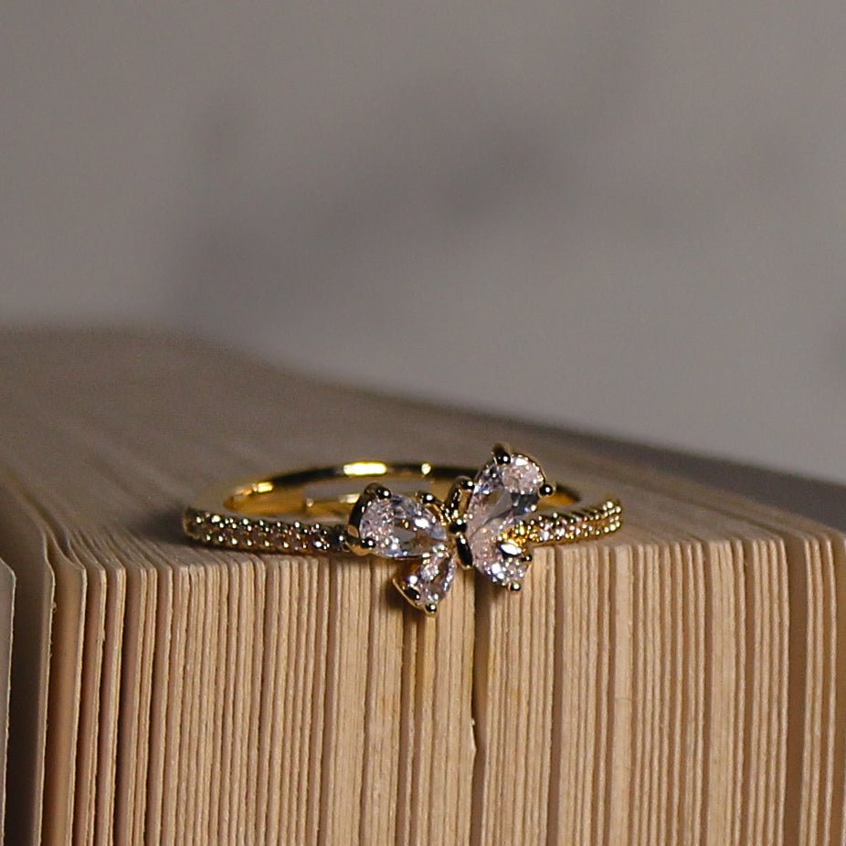 Aurora Butterfly Diamond Anti-Tarnish adjustable Ring - House Of Tanaya