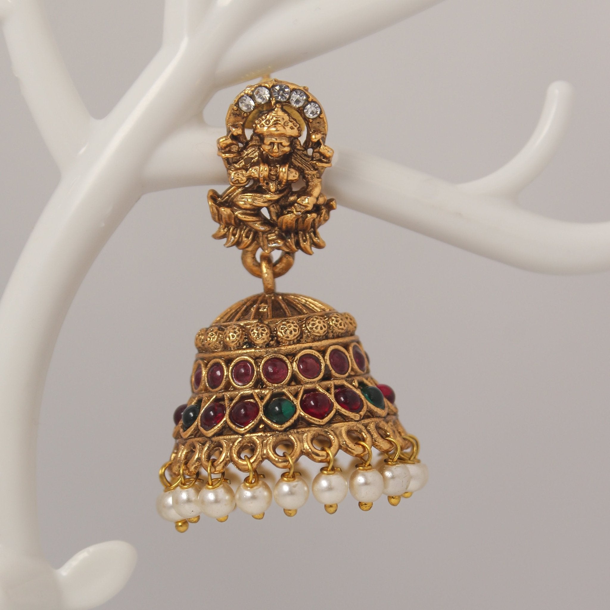 Ananya Temple Jhumka Ethnic earrings - House Of Tanaya