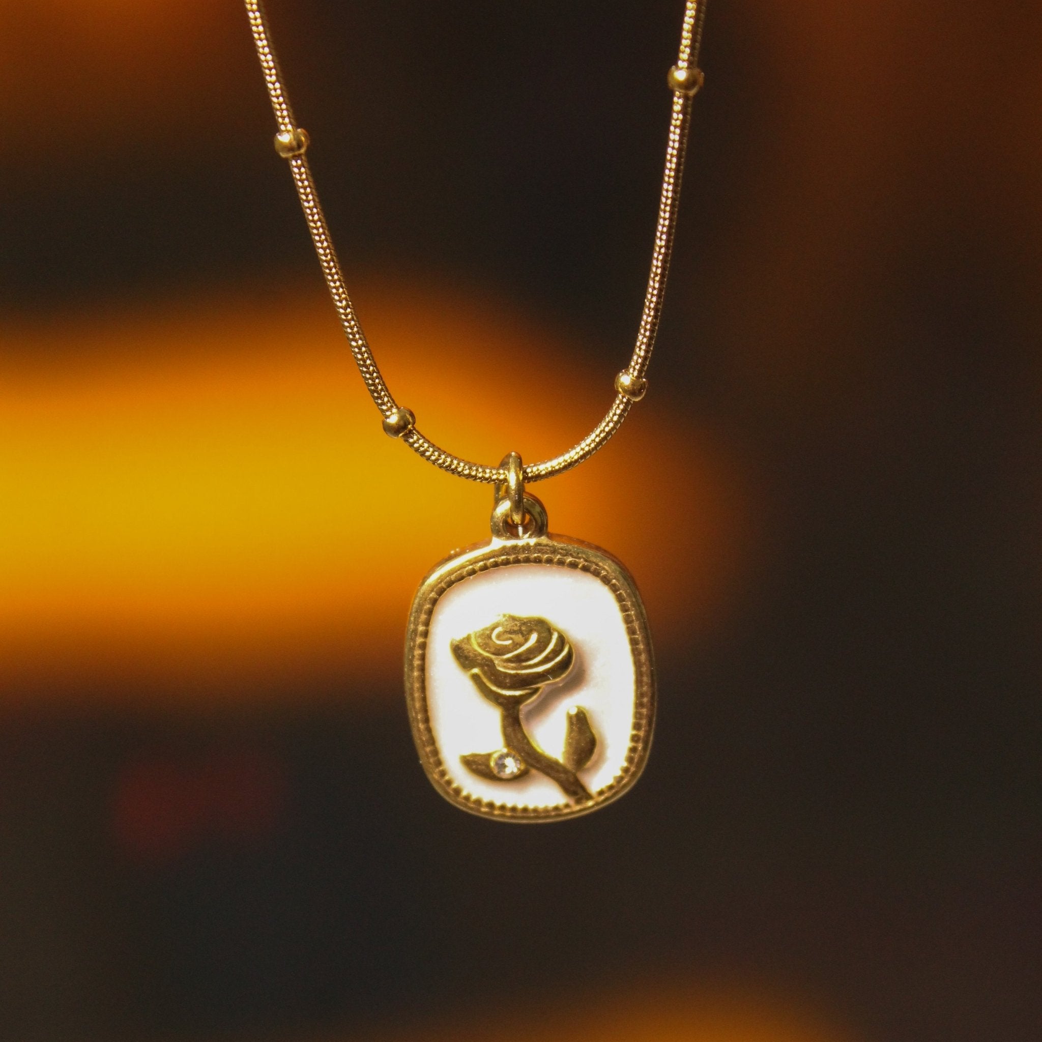 Rose Pendant Anti - tarnish stainless steel Chain - House Of Tanaya