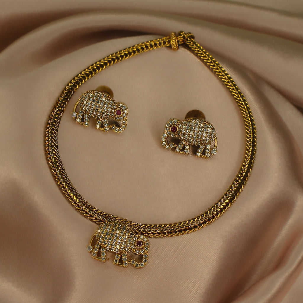 AD Haathi Short Necklace - House Of Tanaya