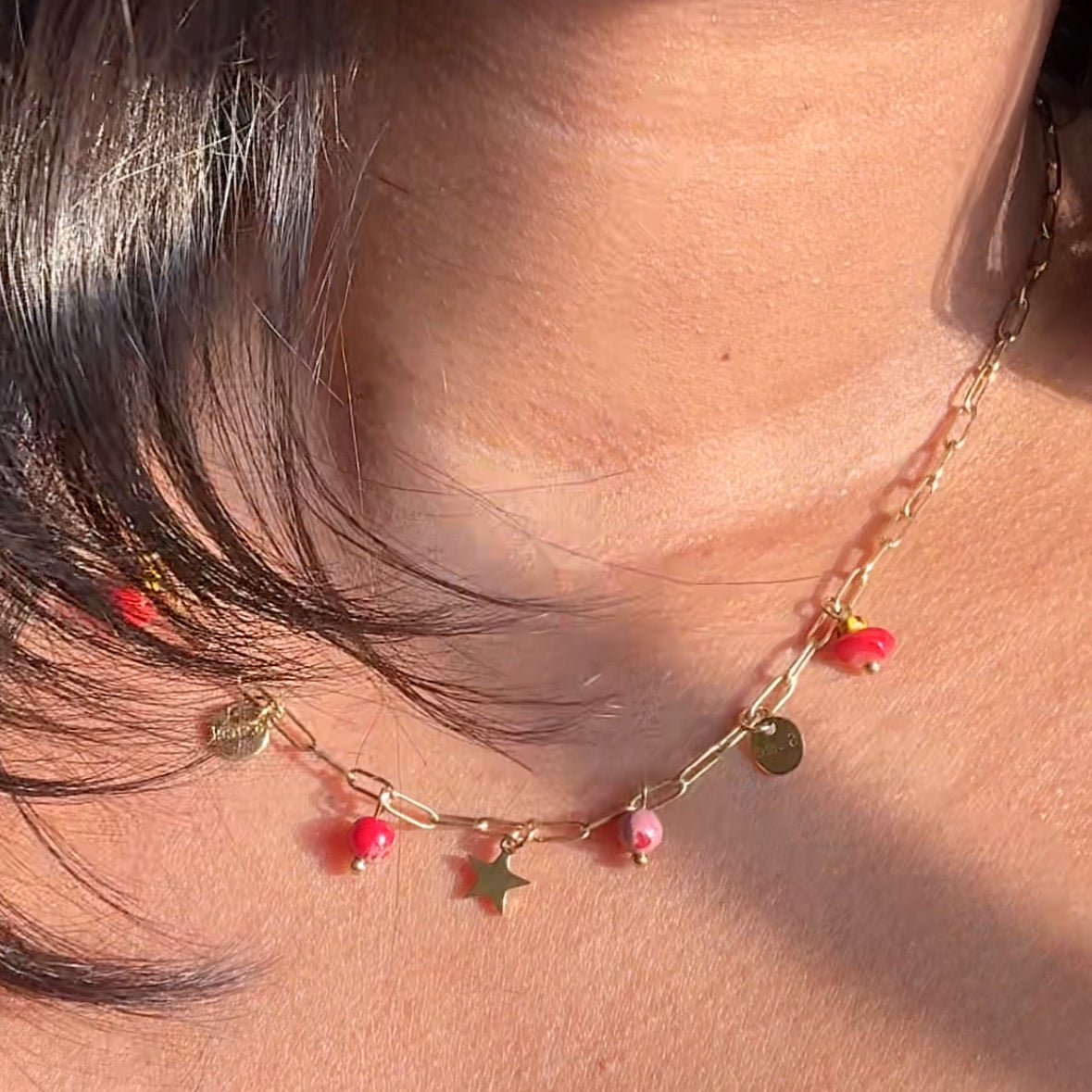 Crimson Charm Stainless steel Anti - tarnish Necklace - House Of Tanaya